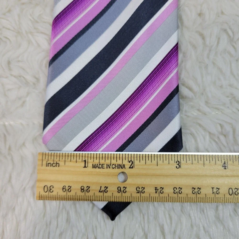 Stafford Striped Necktie Men's Pink Gray White Print Wedding‎ Suit Polyester Tie